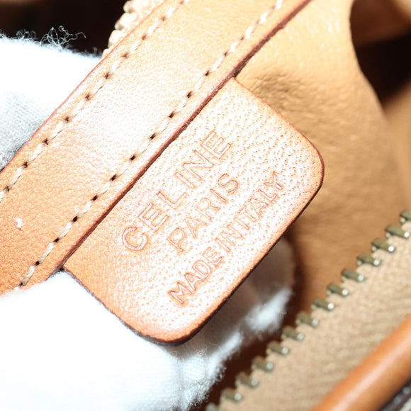 CELINE Macadam Canvas Backpack PVC Leather Brown Gold Auth gh742