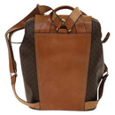 CELINE Macadam Canvas Backpack PVC Leather Brown Gold Auth gh742-2