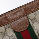 GUCCI GG Supreme Web Sherry Line Clutch Bag PVC Beige Red 010 378 Auth gh747-8