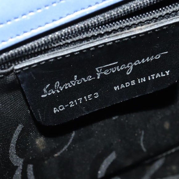 Salvatore Ferragamo Gancini Tote Bag Leather 2way Purple Silver Auth gh748