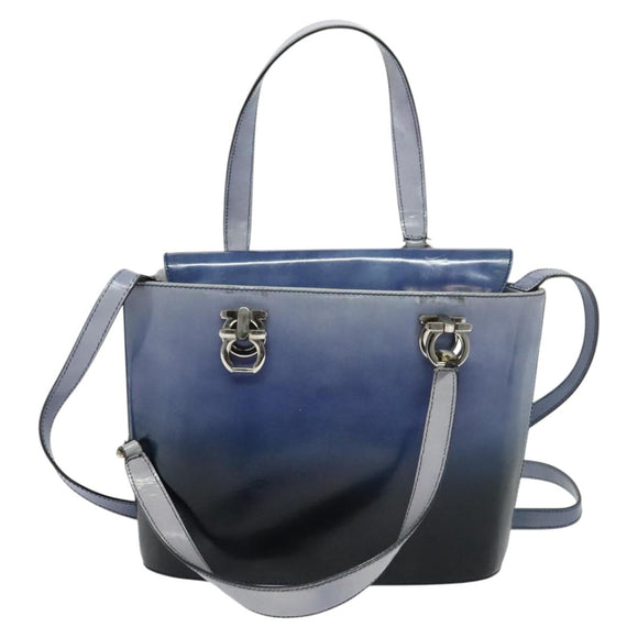 Salvatore Ferragamo Gancini Tote Bag Leather 2way Purple Silver Auth gh748