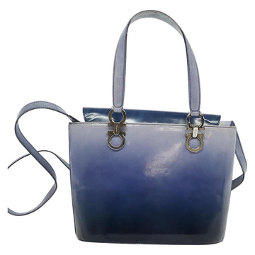 Salvatore Ferragamo Gancini Tote Bag Leather 2way Purple Silver Auth gh748 - 0