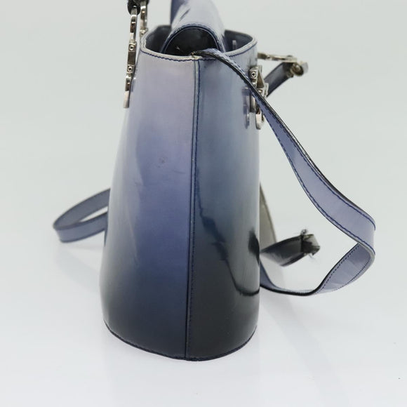 Salvatore Ferragamo Gancini Tote Bag Leather 2way Purple Silver Auth gh748