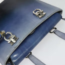 Salvatore Ferragamo Gancini Tote Bag Leather 2way Purple Silver Auth gh748-6