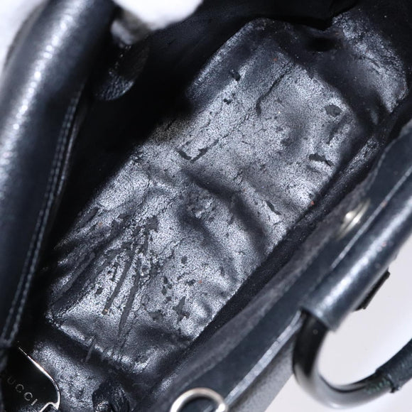 GUCCI Hand Bag Leather Black Silver 000 2058 0307 5 Auth gh750