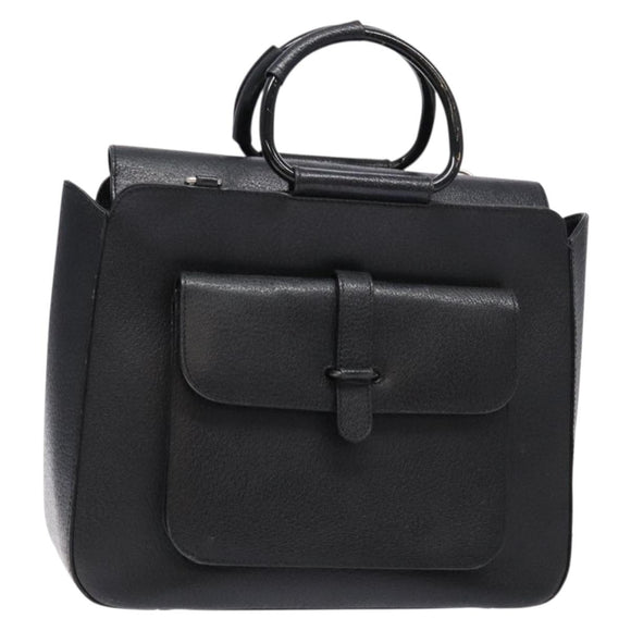 GUCCI Hand Bag Leather Black Silver 000 2058 0307 5 Auth gh750