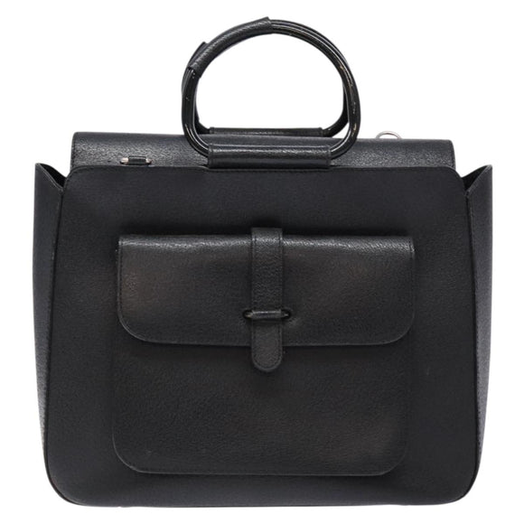 GUCCI Hand Bag Leather Black Silver 000 2058 0307 5 Auth gh750