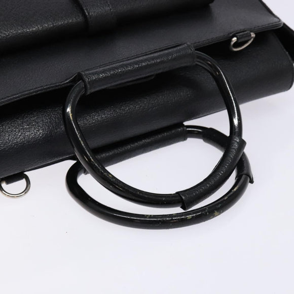 GUCCI Hand Bag Leather Black Silver 000 2058 0307 5 Auth gh750