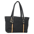 GUCCI GG Canvas Sherry Line Tote Bag Black Gold 137396 Auth gh751-1
