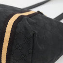 GUCCI GG Canvas Sherry Line Tote Bag Black Gold 137396 Auth gh751-15