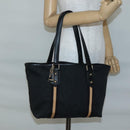 GUCCI GG Canvas Sherry Line Tote Bag Black Gold 137396 Auth gh751-22