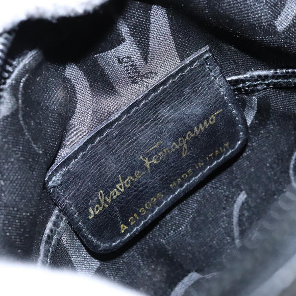 Salvatore Ferragamo Shoulder Bag Leather Black Gold Auth gh755