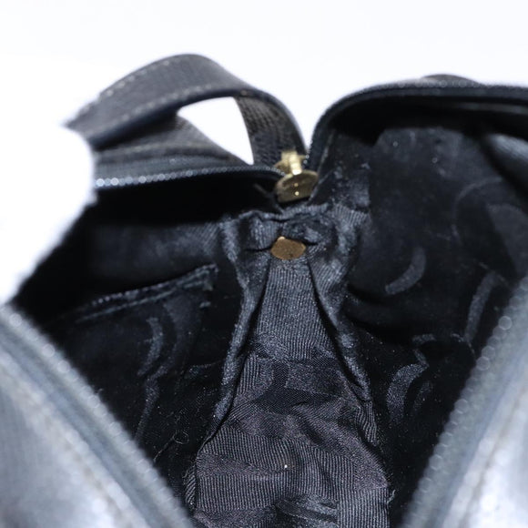 Salvatore Ferragamo Shoulder Bag Leather Black Gold Auth gh755