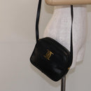 Salvatore Ferragamo Shoulder Bag Leather Black Gold Auth gh755-21