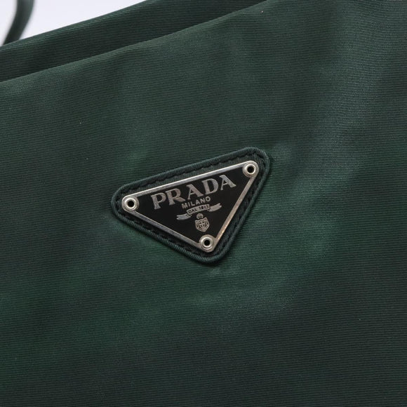 PRADA Tote Bag Nylon Green Silver Auth gh756
