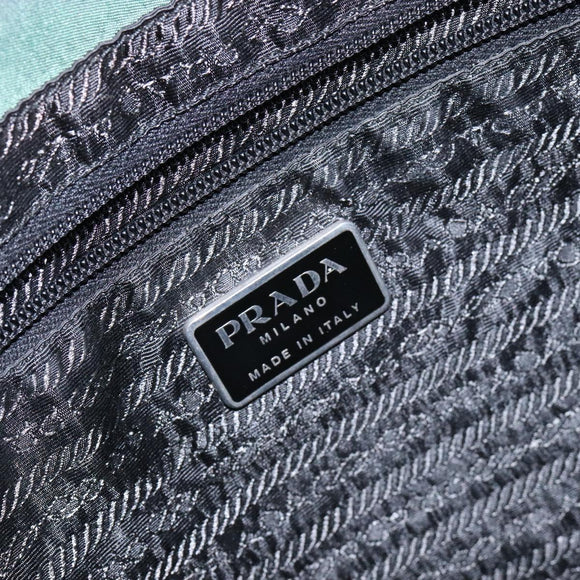PRADA Tote Bag Nylon Green Silver Auth gh756