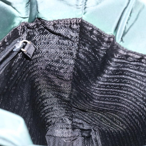 PRADA Tote Bag Nylon Green Silver Auth gh756