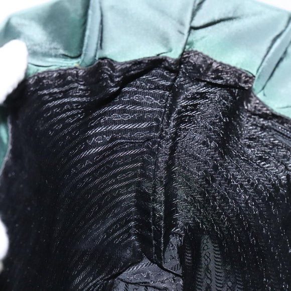 PRADA Tote Bag Nylon Green Silver Auth gh756