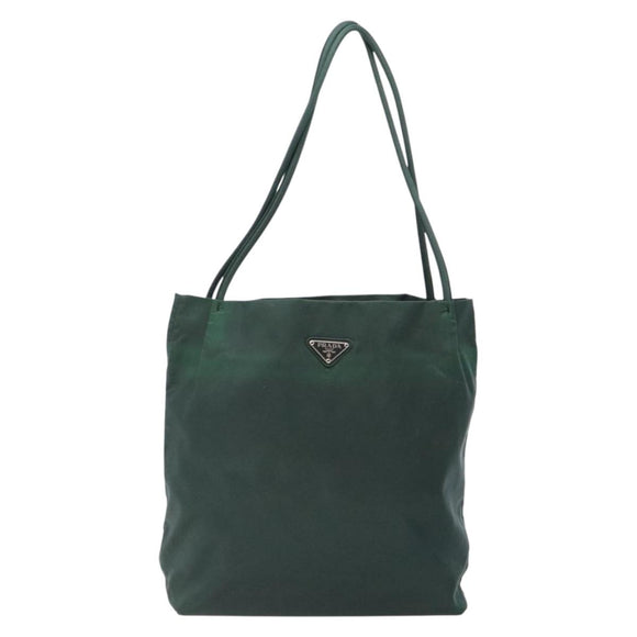 PRADA Tote Bag Nylon Green Silver Auth gh756