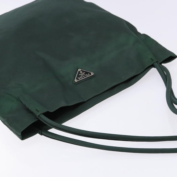 PRADA Tote Bag Nylon Green Silver Auth gh756
