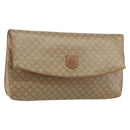 CELINE Macadam Canvas Clutch Bag PVC Beige Gold Auth gh759-1