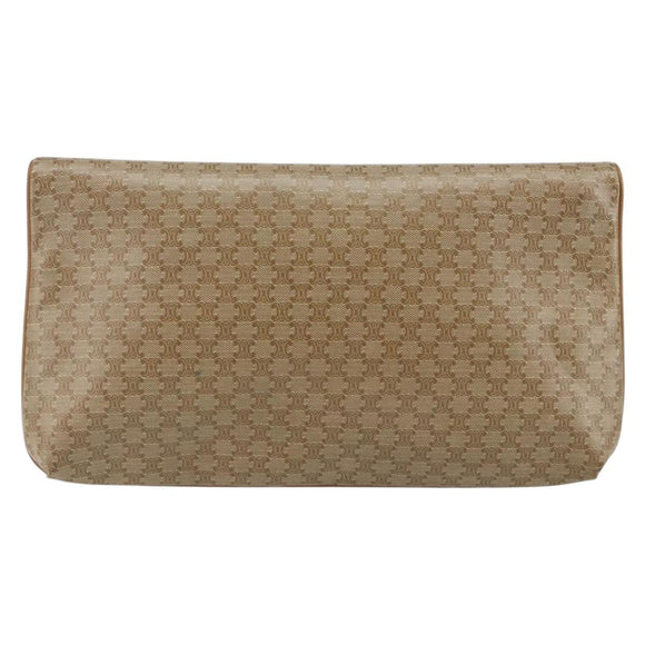 CELINE Macadam Canvas Clutch Bag PVC Beige Gold Auth gh759