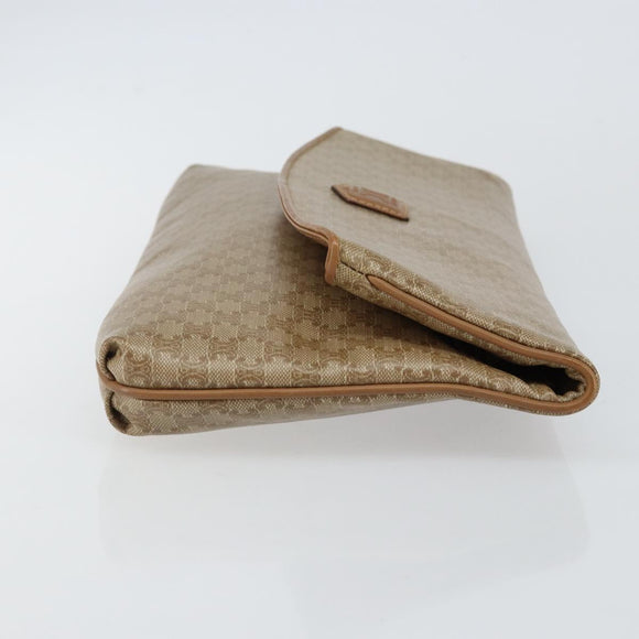 CELINE Macadam Canvas Clutch Bag PVC Beige Gold Auth gh759
