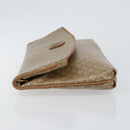 CELINE Macadam Canvas Clutch Bag PVC Beige Gold Auth gh759-5