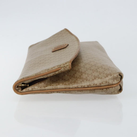 CELINE Macadam Canvas Clutch Bag PVC Beige Gold Auth gh759