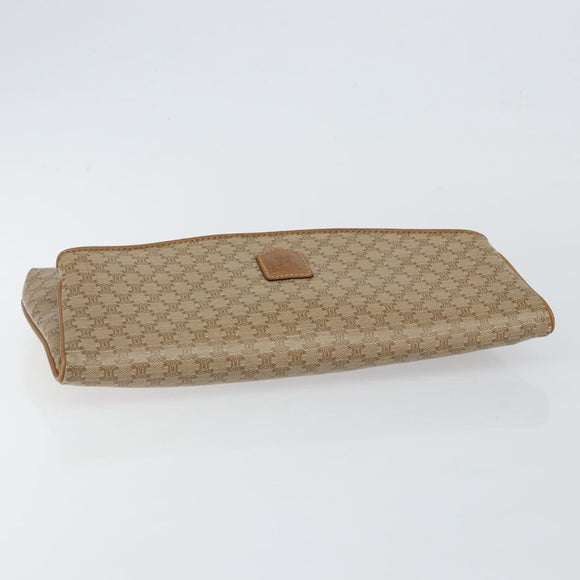 CELINE Macadam Canvas Clutch Bag PVC Beige Gold Auth gh759