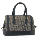 Christian Dior Trotter Canvas Hand Bag Navy Gold Auth gh760-1