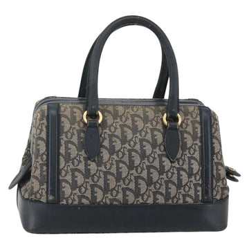 Christian Dior Trotter Canvas Hand Bag Navy Gold Auth gh760