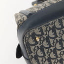 Christian Dior Trotter Canvas Hand Bag Navy Gold Auth gh760-16