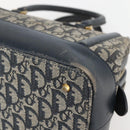 Christian Dior Trotter Canvas Hand Bag Navy Gold Auth gh760-9