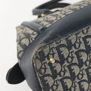 Christian Dior Trotter Canvas Hand Bag Navy Gold Auth gh760-17