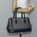 Christian Dior Trotter Canvas Hand Bag Navy Gold Auth gh760-21