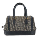 Christian Dior Trotter Canvas Hand Bag Navy Gold Auth gh760-2