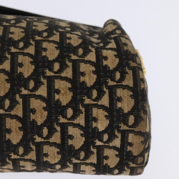 Christian Dior Trotter Canvas Shoulder Bag Navy Gold Auth gh761