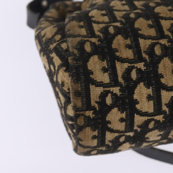 Christian Dior Trotter Canvas Shoulder Bag Navy Gold Auth gh761