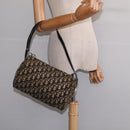 Christian Dior Trotter Canvas Shoulder Bag Navy Gold Auth gh761-19