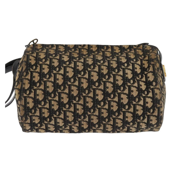 Christian Dior Trotter Canvas Shoulder Bag Navy Gold Auth gh761