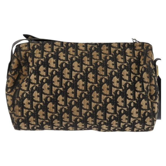 Christian Dior Trotter Canvas Shoulder Bag Navy Gold Auth gh761