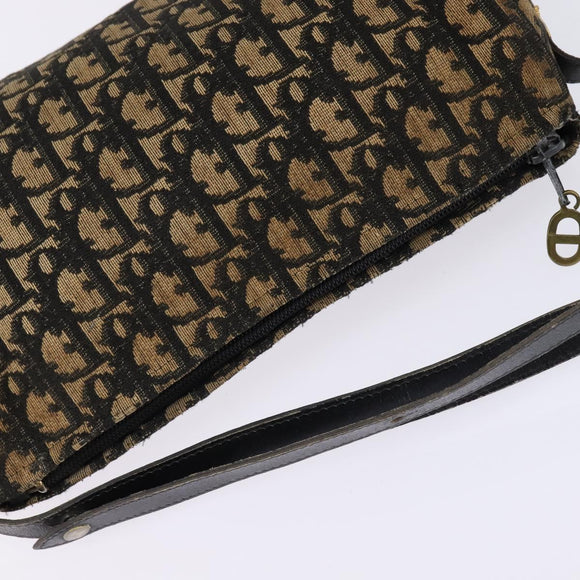 Christian Dior Trotter Canvas Shoulder Bag Navy Gold Auth gh761