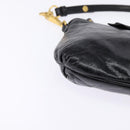 Miu Miu Accessory Pouch Leather Black Gold Auth gh767-9