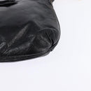 Miu Miu Accessory Pouch Leather Black Gold Auth gh767-14