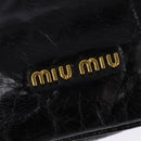 Miu Miu Accessory Pouch Leather Black Gold Auth gh767-17