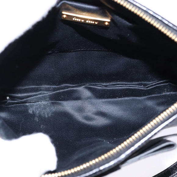 Miu Miu Accessory Pouch Leather Black Gold Auth gh767