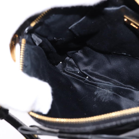 Miu Miu Accessory Pouch Leather Black Gold Auth gh767