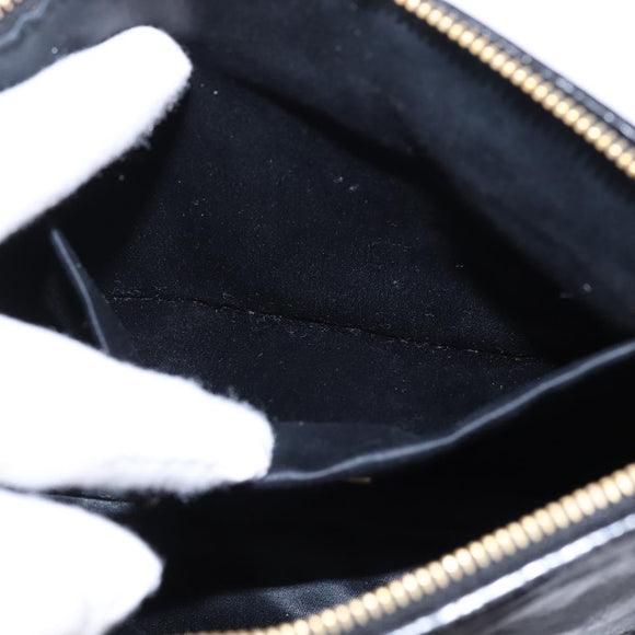 Miu Miu Accessory Pouch Leather Black Gold Auth gh767