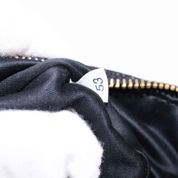 Miu Miu Accessory Pouch Leather Black Gold Auth gh767